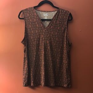 Croft &‎ Barrow Brown and Black Tank Top V-Neck Sleeveless